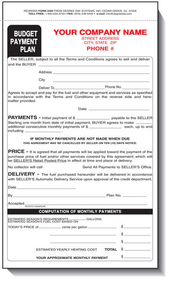 Picture of Budget Agreements for Fuel Oil or Propane.