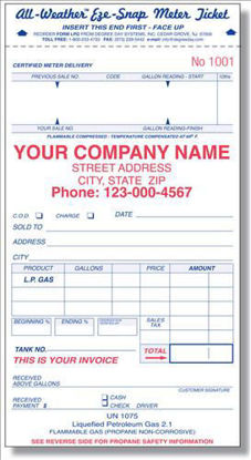 Picture of 4-Part LPG - "Eze-Snap" Neptune Meter Ticket for Propane