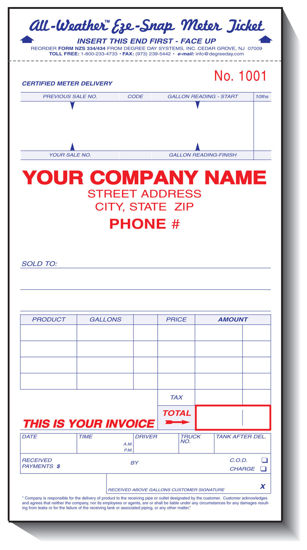 Picture of 4-Part NZS - "Eze-Snap" Neptune Meter Ticket  