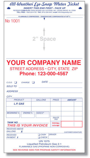 Picture of ELPG - "Eze-Snap" Propane Tickets for Electronic Meters