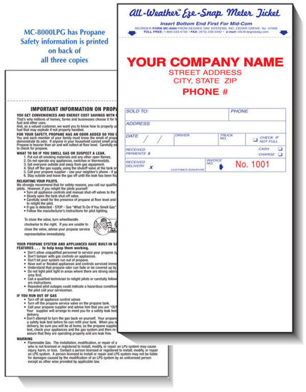 Picture of #MC8000LPG - 8000 Series Meter Ticket with Propane Safety Info