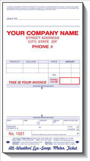 Picture of #4000NC - Universal "Eze-Snap" Meter Ticket  - CARBONLESS